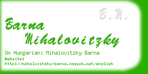 barna mihalovitzky business card